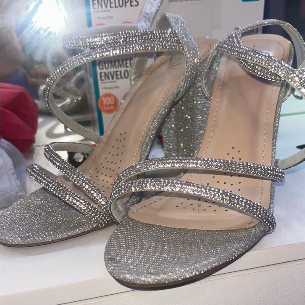 Elegant Silver Strappy Heels